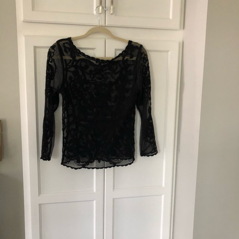Express see-through patterned black sheer top